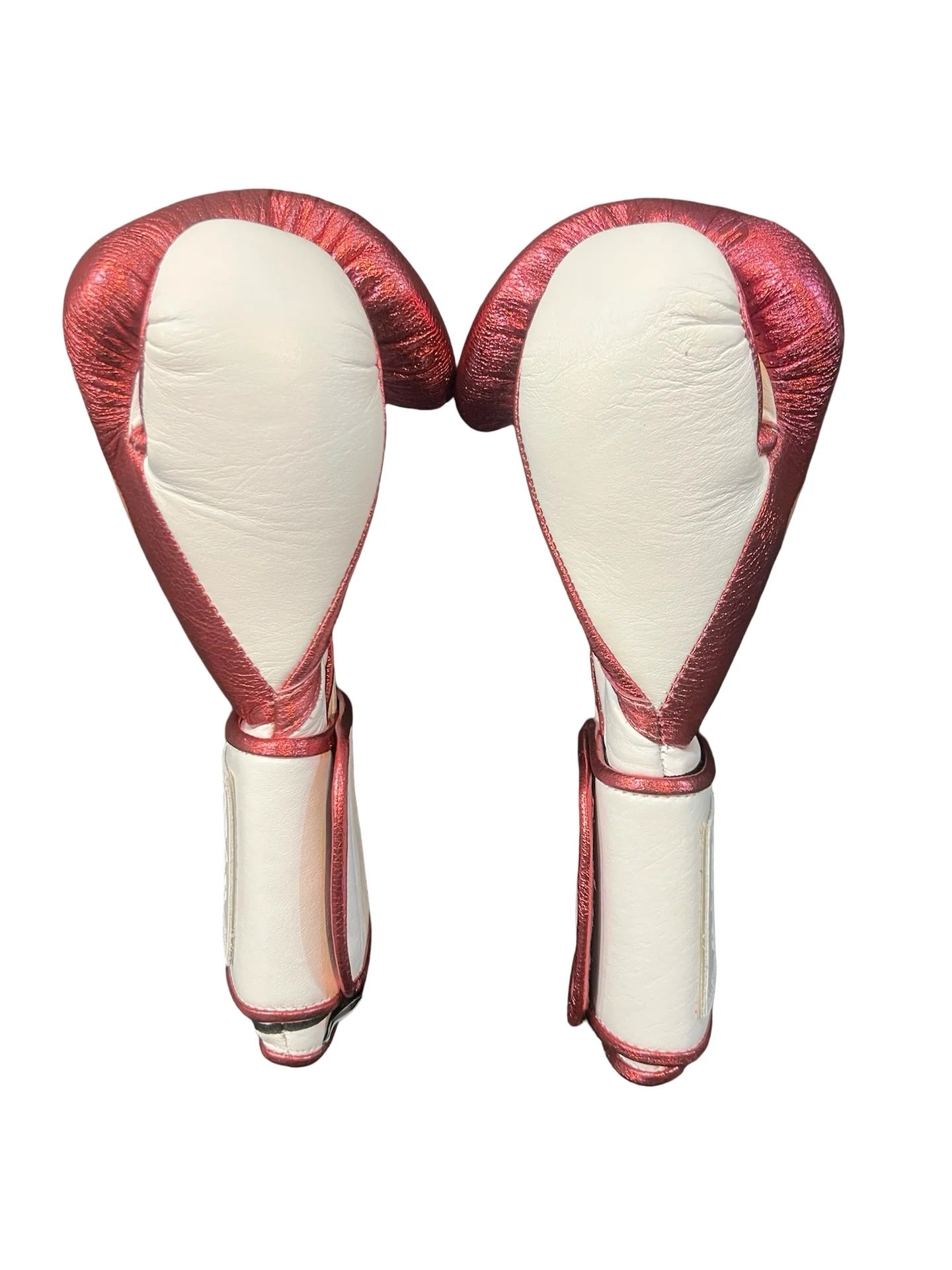 Personalized Velcro Strap No Boxing No Life Training Gloves - Metallic Pink/ White