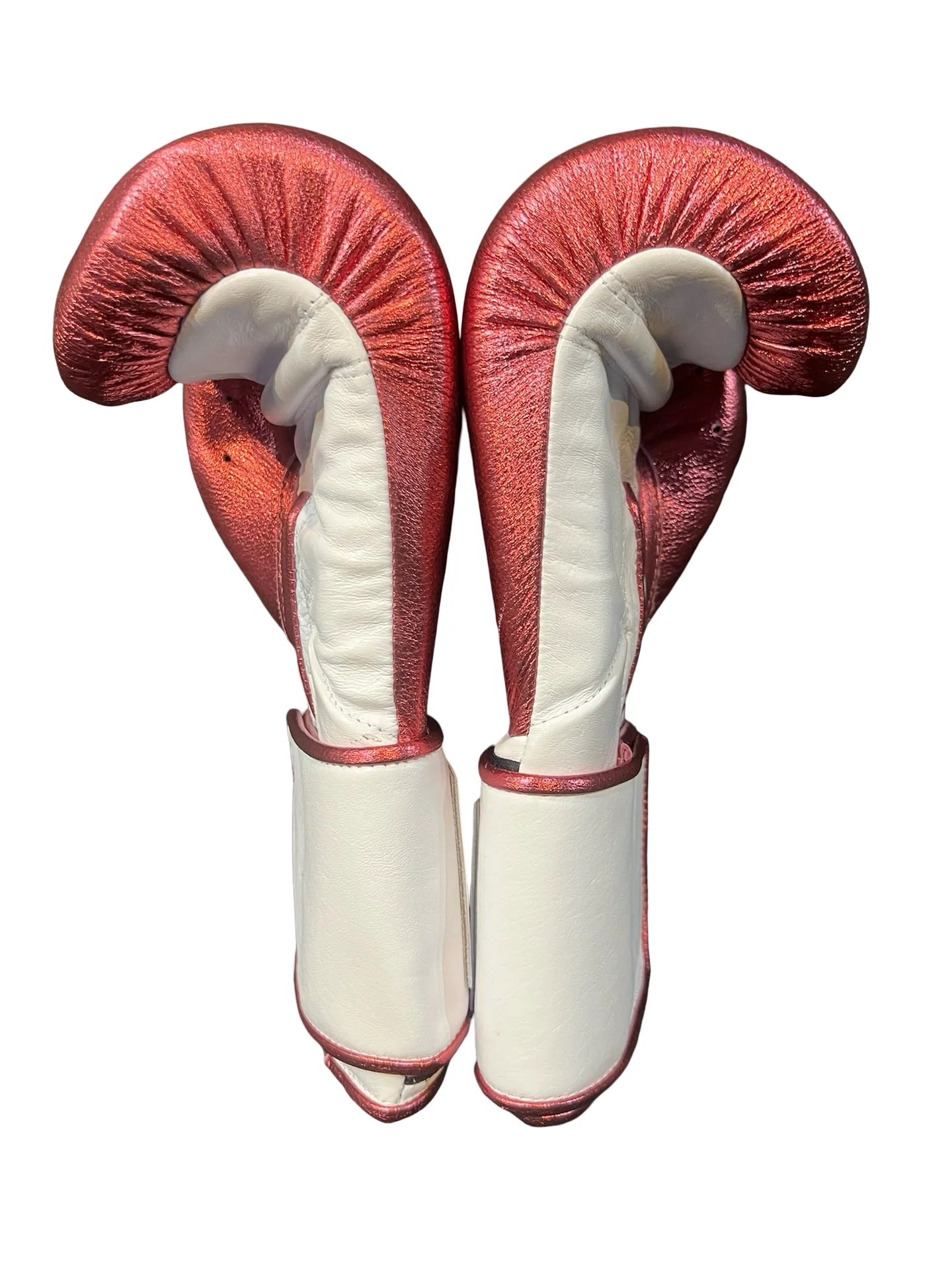 Personalized Velcro Strap No Boxing No Life Training Gloves - Metallic Pink/ White