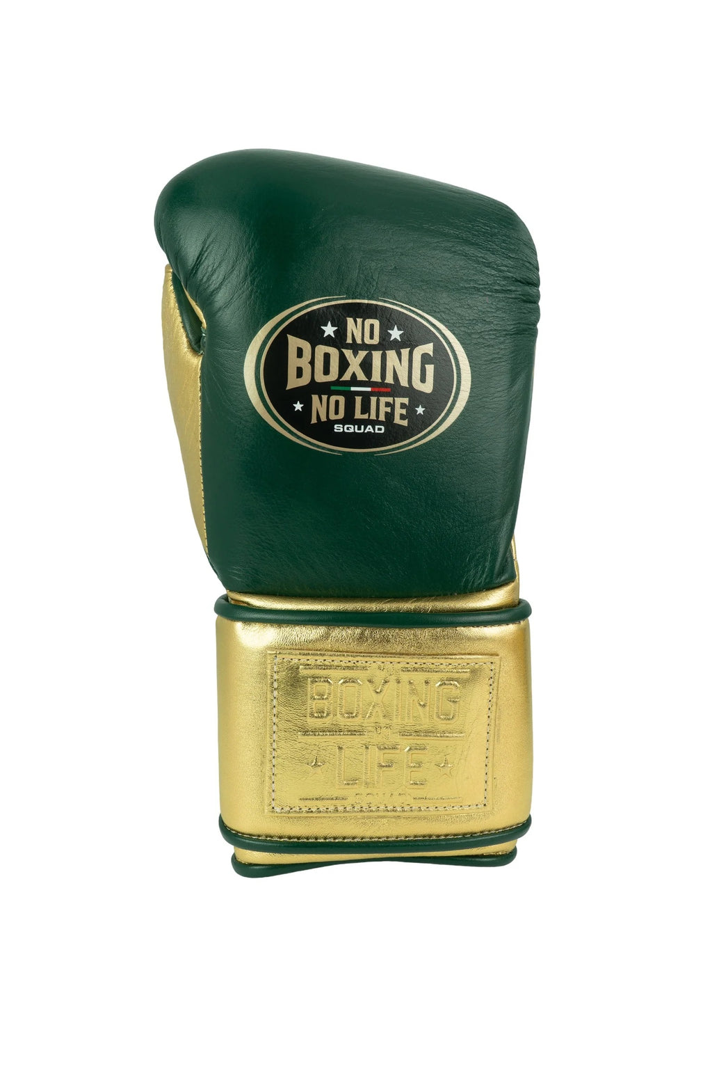 New Hook & Loop No Boxing No Life Sparring Training Boxing Gloves - Pine Green/ Metallic Gold