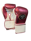 Personalized Velcro Strap No Boxing No Life Training Gloves - Metallic Pink/ White