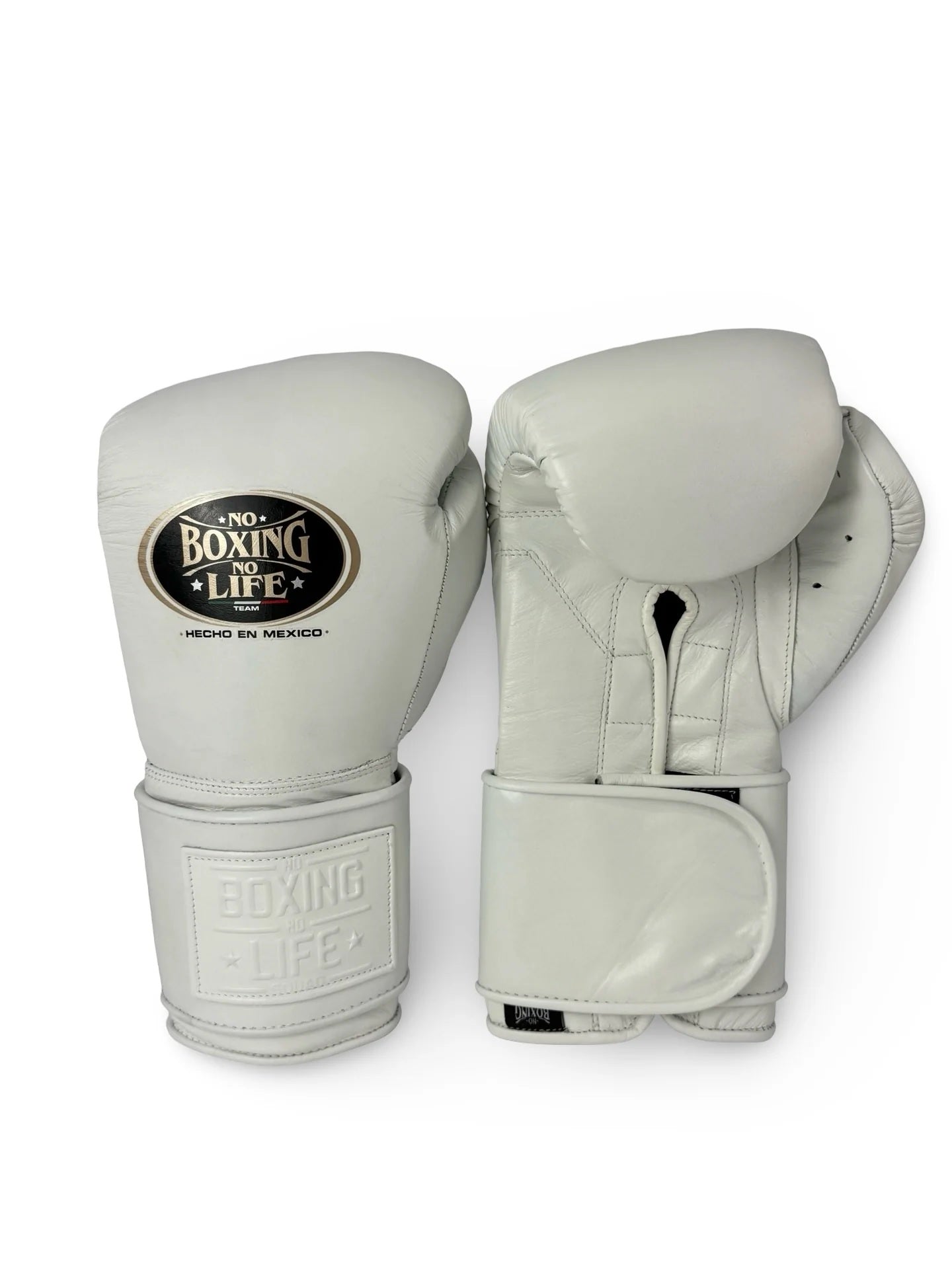 Customized Hook & Loop No Boxing No Life Sparring Training Boxing Gloves - Full White