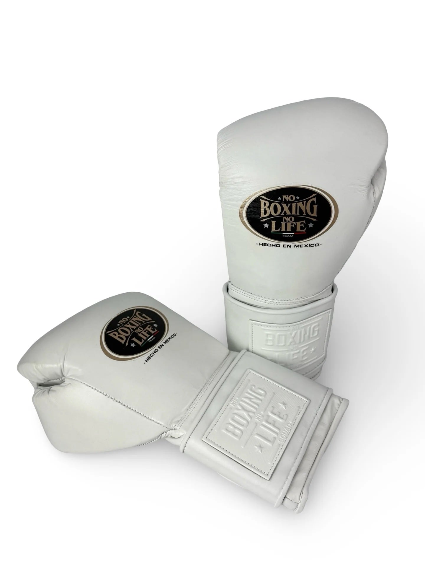 Customized Hook & Loop No Boxing No Life Sparring Training Boxing Gloves - Full White