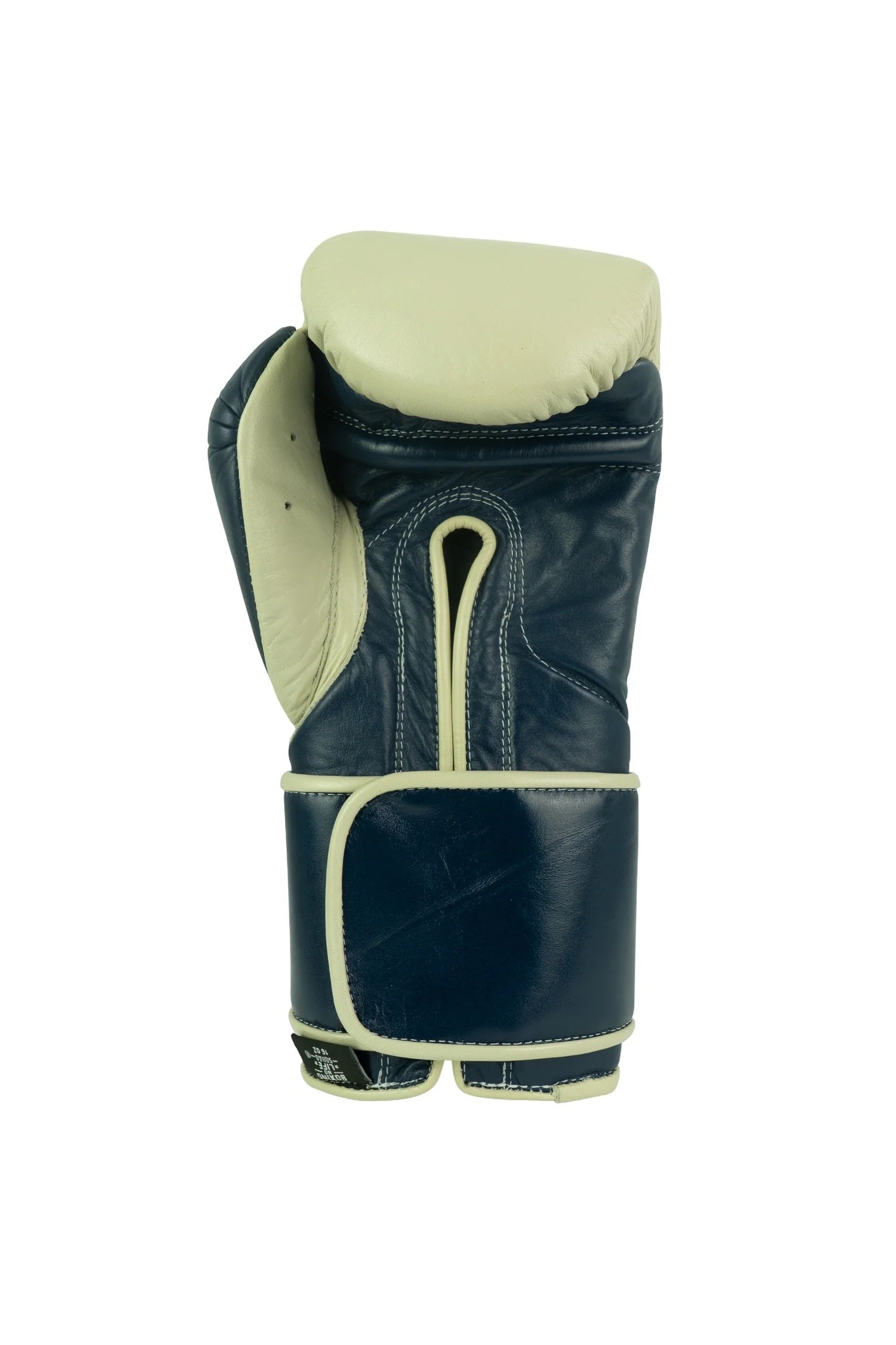 Custom Hand Made Velcro Strap No Boxing No Life Training Gloves - Cream/ Navy Blue