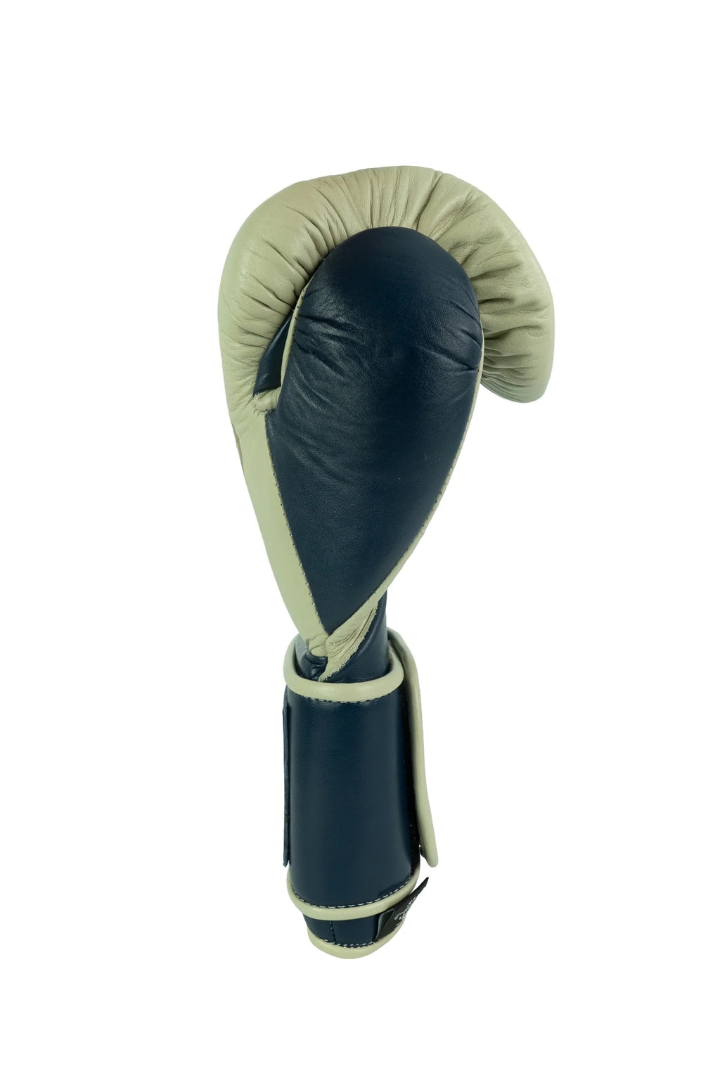 Custom Hand Made Velcro Strap No Boxing No Life Training Gloves - Cream/ Navy Blue