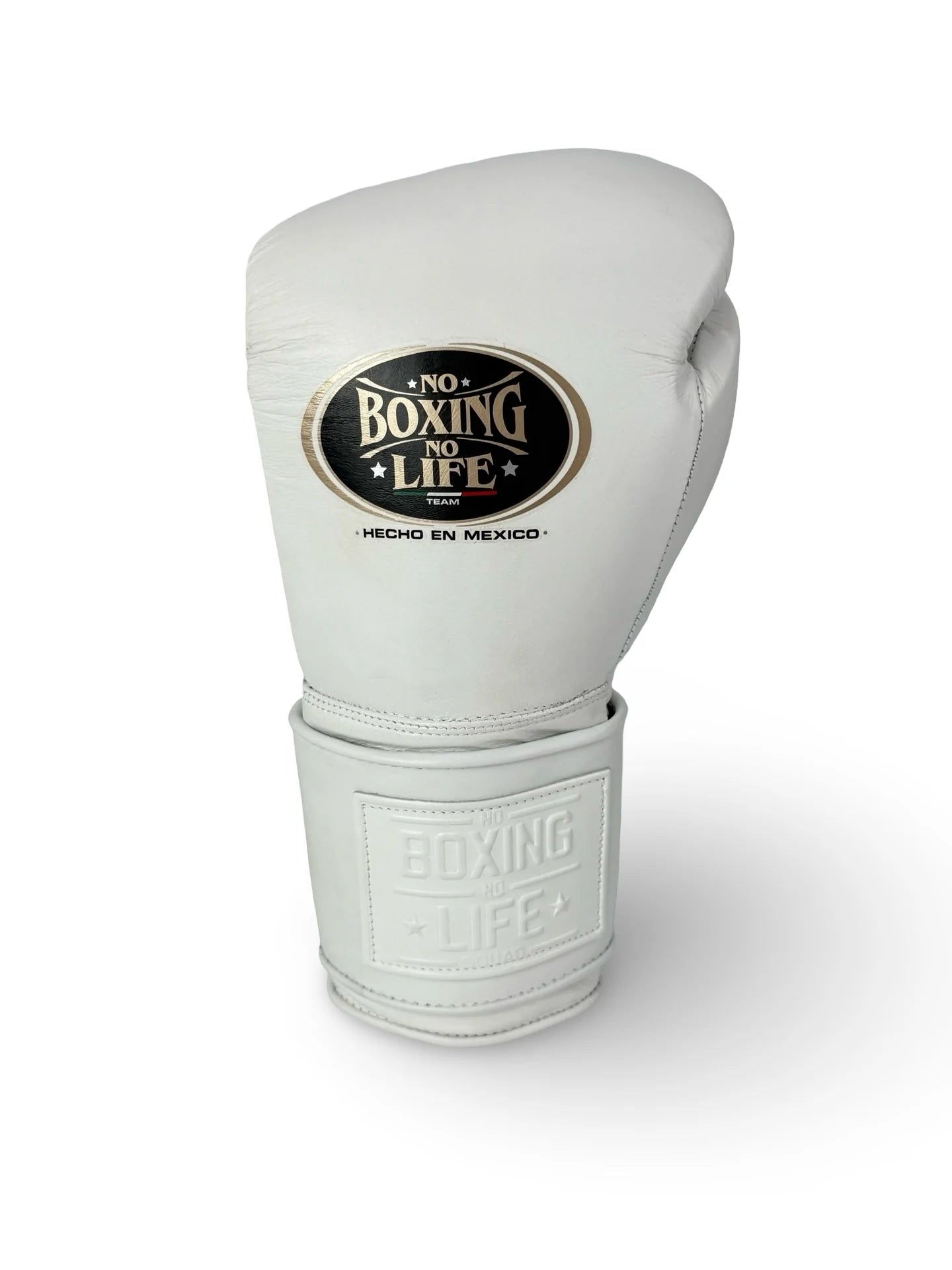 Customized Hook & Loop No Boxing No Life Sparring Training Boxing Gloves - Full White