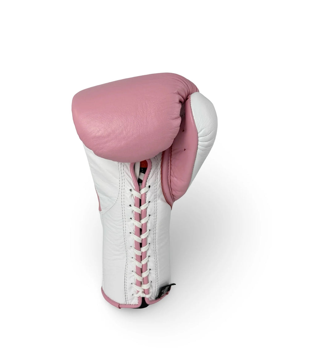 No Boxing No Life Sparring Training Premium leather Boxing Gloves - Pink/ White
