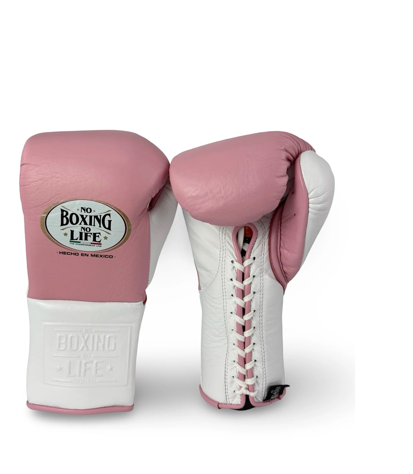 No Boxing No Life Sparring Training Premium leather Boxing Gloves - Pink/ White