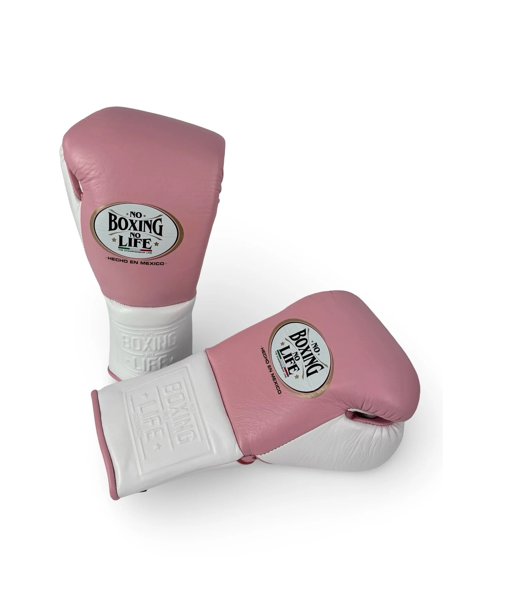 No Boxing No Life Sparring Training Premium leather Boxing Gloves - Pink/ White